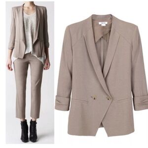 Helmut Lang Women’s Double Breasted Blazer Steel Grey Minimalist Tailored Sz 6